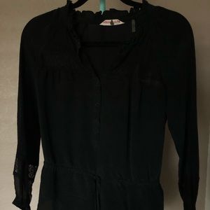 Shear black blouse with lace detailing